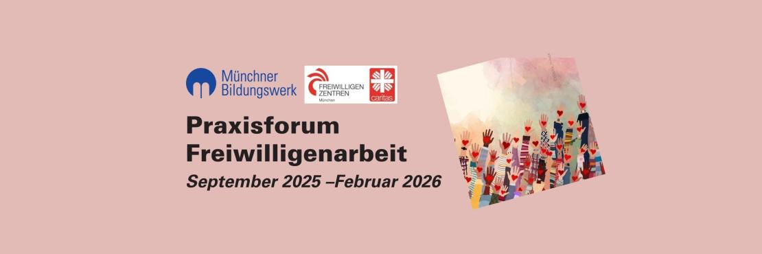 Praxisforum Freiwilligenarbeit, rosa Hintergrund